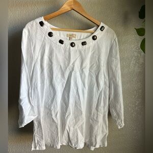 White Linen Women’s Top w/Bead Accents
